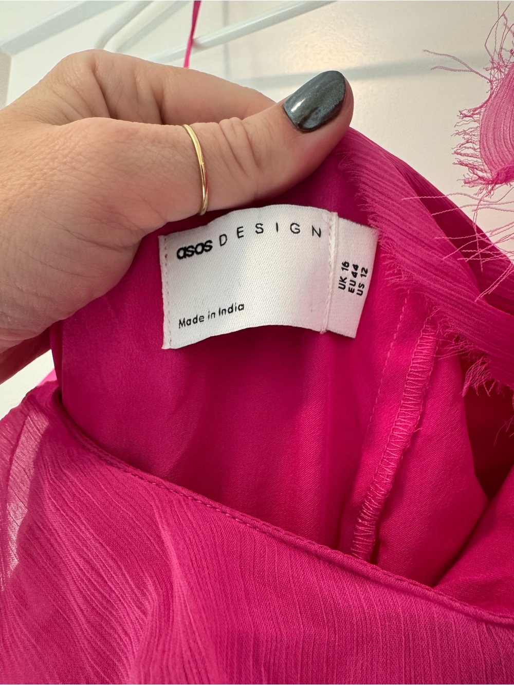 ASOS Hot Pink One-Shoulder Ruffle Maxi Dress - Picture 2 of 4